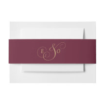 Bourgondisch Gouden Monogram Bruiloft