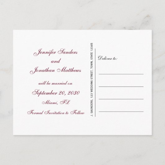 Bourgondisch Grijs Script Monogram Formeel Save th Aankondigingskaart (Achterkant)