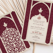 Bourgondisch Ivoor Islamitische bruiloft  Arabesk Kaart