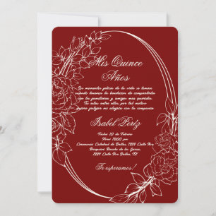 Bourgondisch lijst Spaans Quinceanera Kaart