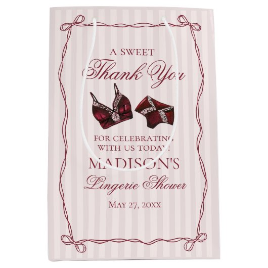 Bourgondisch lingerie douche bruidsfeest cadeautje medium cadeauzakje (Voorkant)