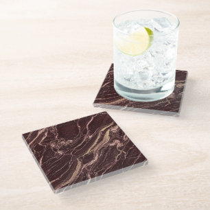Bourgondisch Marmer Elegante Luxe Moderne Esthetie Glazen Onderzetter