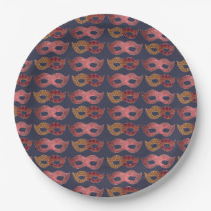 Bourgondisch Maskerade Maskers Patroon Papieren Bordje