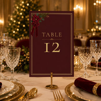 Bourgondisch Poinsettia Vakantietafel Nummer Kaart