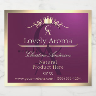 Bourgondisch productlabel met gouden randmonogram likeurfles etiket