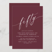 Bourgondisch rood | Elegant Script Maroon 50e verj Kaart (Voorkant / Achterkant)