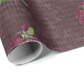  Bourgondisch Roos op Harlequin Cadeaupapier (Rol Hoek)