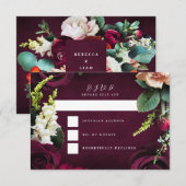 Bourgondisch Roos Ranunculus Trouwlandschap RSVP Kaartje (Voorkant / Achterkant)