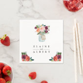 Bourgondisch Sinaasappel Bloemen Mason Jar Trouwpa Servet (Insitu)