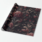 Bourgondisch wit rood bloemencadeau inpakpapier (Uitgerold)