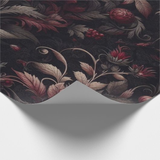 Bourgondisch wit rood bloemencadeau inpakpapier (Hoek)