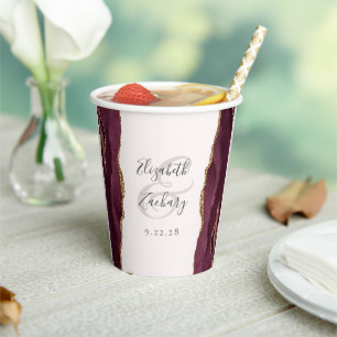 Bourgondische Agaat Gouden Glitter Script Blush We Papieren Bekers