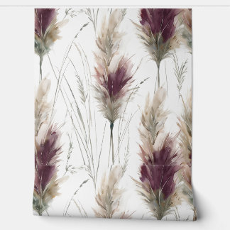 Bourgondische Aquarel Pluizige Grassen Behang