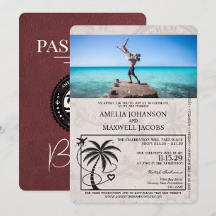 Bourgondische Bahamas Passport Wedding Kaart