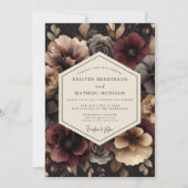 Bourgondische Bloei Schemer Bruiloft Kaart (Voorkant)