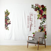 Bourgondische bloem bruiloftsshower fotocabine ach wandkleed (In Situ (horizontaal))