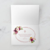 Bourgondische bloem roze goud 1e verjaardag & doop bedankkaart (Binnen)