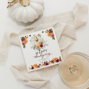 Bourgondische bloem witte pompoen Thanksgiving Servet