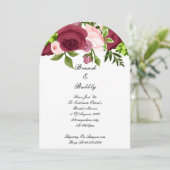 Bourgondische bloemen bruids douche uitnodiging (Staand voorkant)