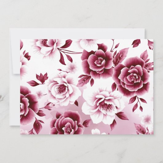 Bourgondische bloemen en waterverf meisje doopsel kaart (Achterkant)