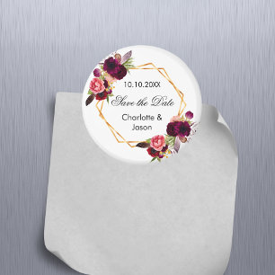 Bourgondische bloemen geometrische bruiloft Save t Magneet
