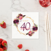 Bourgondische bloemen gouden geometrische verjaard servet (Insitu)