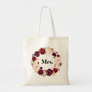 Bourgondische bloemen MRS bruid Tote Bag