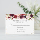 Bourgondische bloemen RSVP kaart (Staand voorkant)