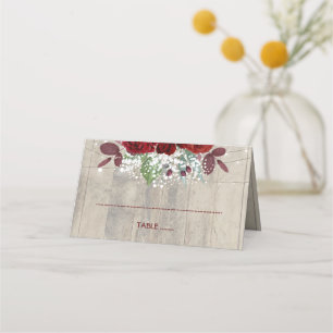 Bourgondische bloemen rustieke houten bruiloft