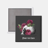 Bourgondische Bloemen Schedel Gotische Bruiloft Magneet (Voorkant / Achterkant)