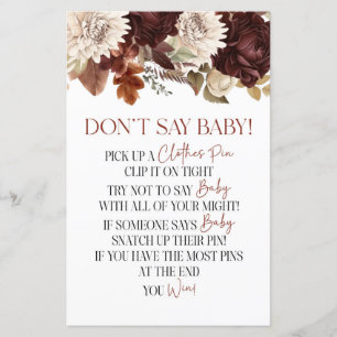 Bourgondische bloemen zeggen geen Baby shower spel