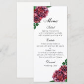 Bourgondische bloemenbruiloft. Waterverf dahlia's Menu (Voorkant / Achterkant)