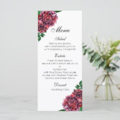 Bourgondische bloemenbruiloft. Waterverf dahlia's Menu (Staand voorkant)