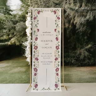 Bourgondische bloemenen bruiloft welkomstbanner 76 spandoek