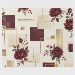 Bourgondische bloemengeometrie cadeaupapier