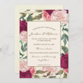 Bourgondische bloemenivoor bruiloft of douche uitn kaart (Voorkant / Achterkant)