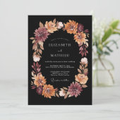 Bourgondische bloemenschildering bruiloft kaart (Staand voorkant)