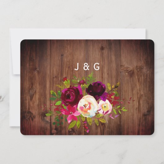 Bourgondische bloemenschuur houten Save the Date-f Save The Date (Achterkant)