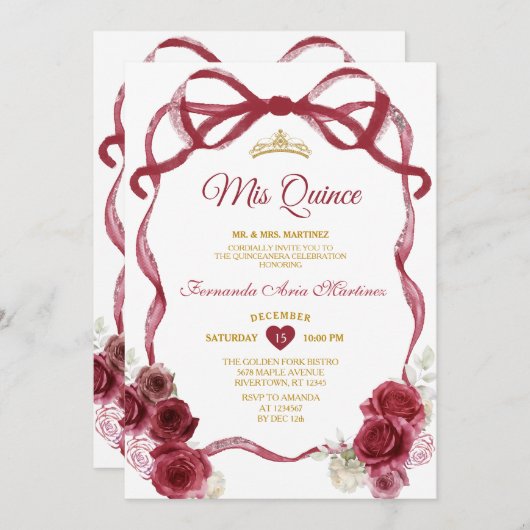 Bourgondische bloemensjerlintint met gouden kroon kaart (Voorkant / Achterkant)