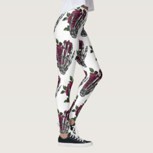 Bourgondische bloemenskelet hand gotisch leggings