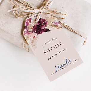 Bourgondische bloemige Bonjour Bébé Baby Shower Di Cadeaulabel