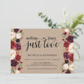 Bourgondische bloemige 'Elopement Reception' Kraft Kaart (Staand voorkant)