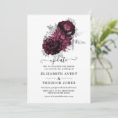 Bourgondische bloemige trouwupdate uitnodiging (Staand voorkant)