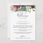 Bourgondische bloemrijke groene huwelijks-welkomst (Voorkant)