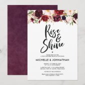 Bourgondische bloemrijke uitnodiging voor bruiloft (Voorkant / Achterkant)