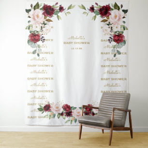 Bourgondische bloemstap en herhaal baby shower ach wandkleed