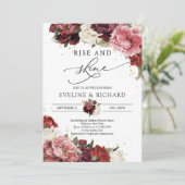 Bourgondische blos mauve pioenrozen goud rijzen en kaart (Staand voorkant)