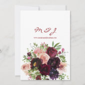 Bourgondische & Blush Bloemen Bruiloft Kaart (Achterkant)