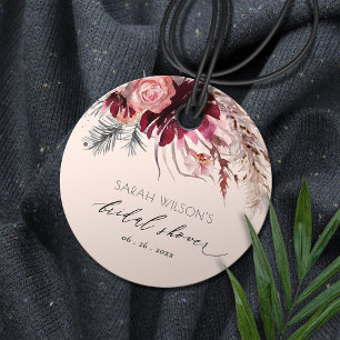 Bourgondische Blush Bloemrijke Pampas Gras Bruilof Bedankjes Labels