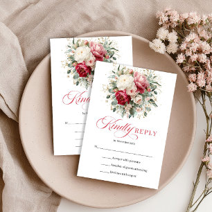 Bourgondische Blush Gouden Trouw RSVP Boho Stijl Kaartje